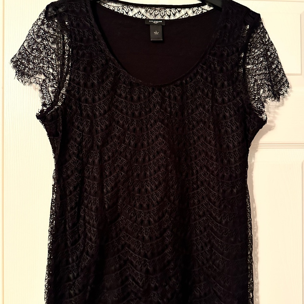 Ann Taylor Black Lace Blouse